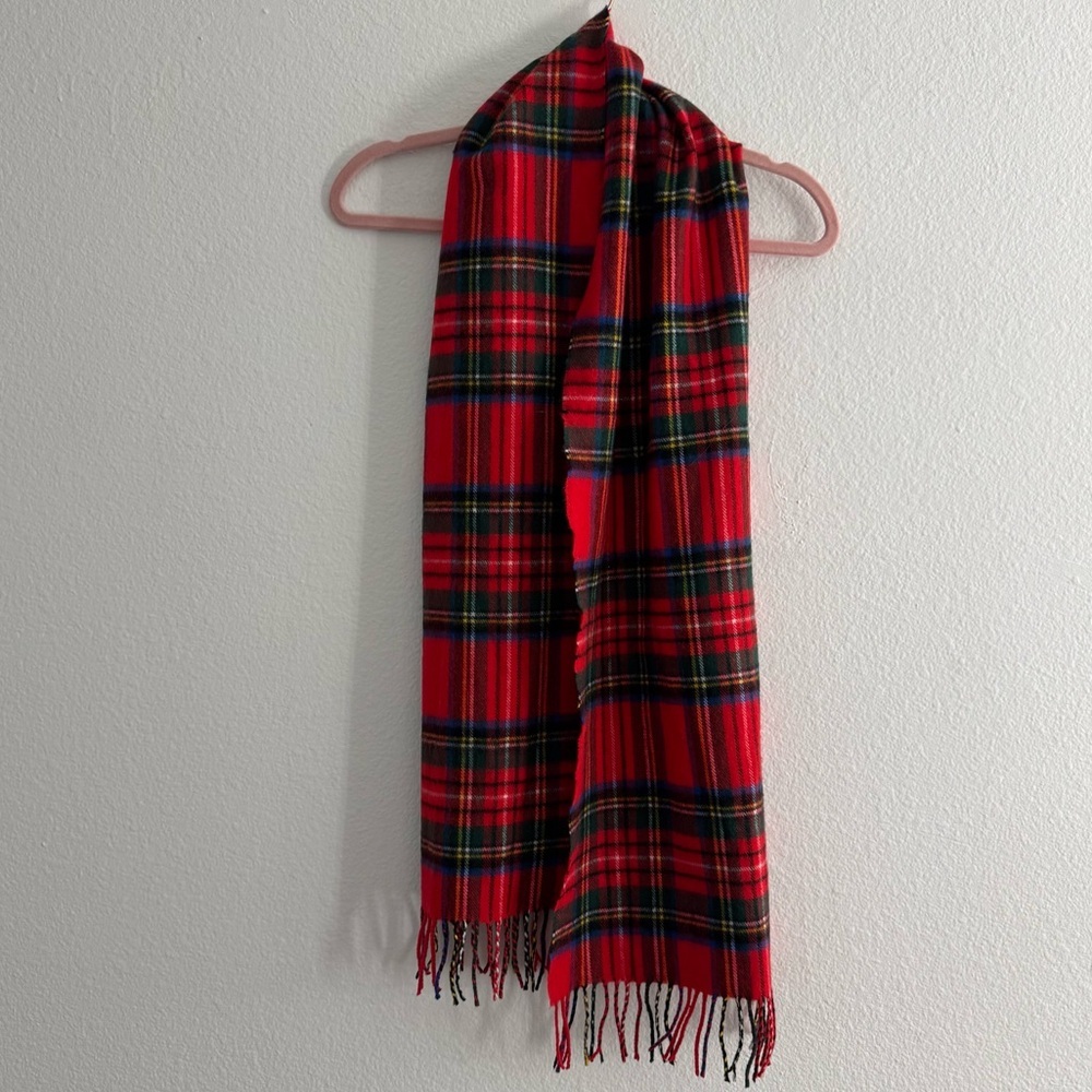 100% Cashmere Made in Scotland Plaid Winter Scarf One Size